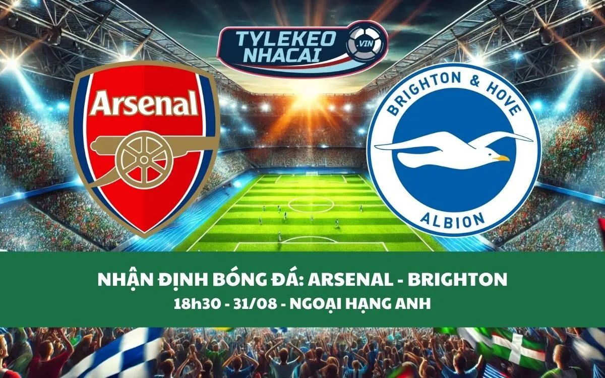 Nhận Định Tip Kèo: Arsenal vs Brighton 18h30 - 31/08 - Thắng Lợi Không Khó